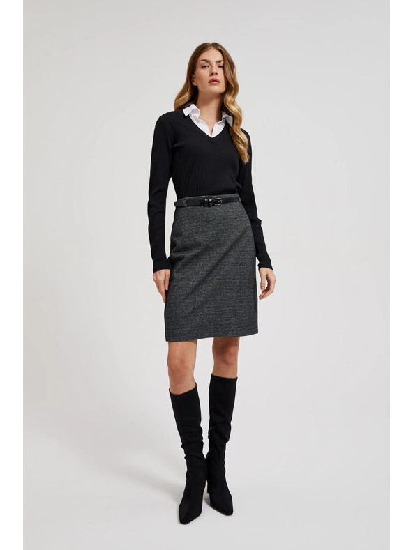 Moodo Črn ženski top z dolgimi rokavi