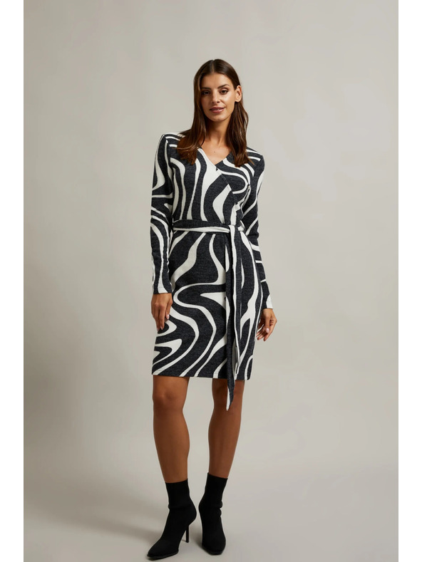 Moodo Črno-bele zavezane obleke