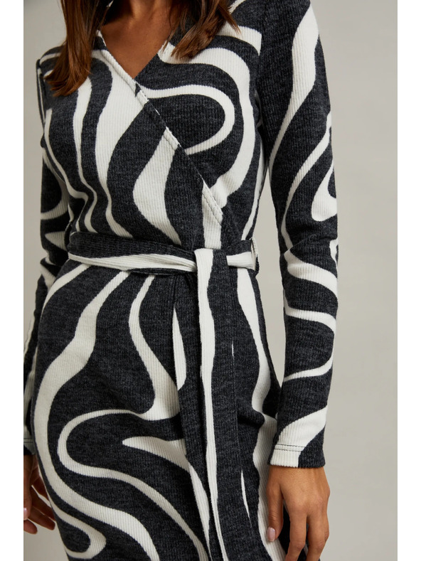 Moodo Črno-bele zavezane obleke