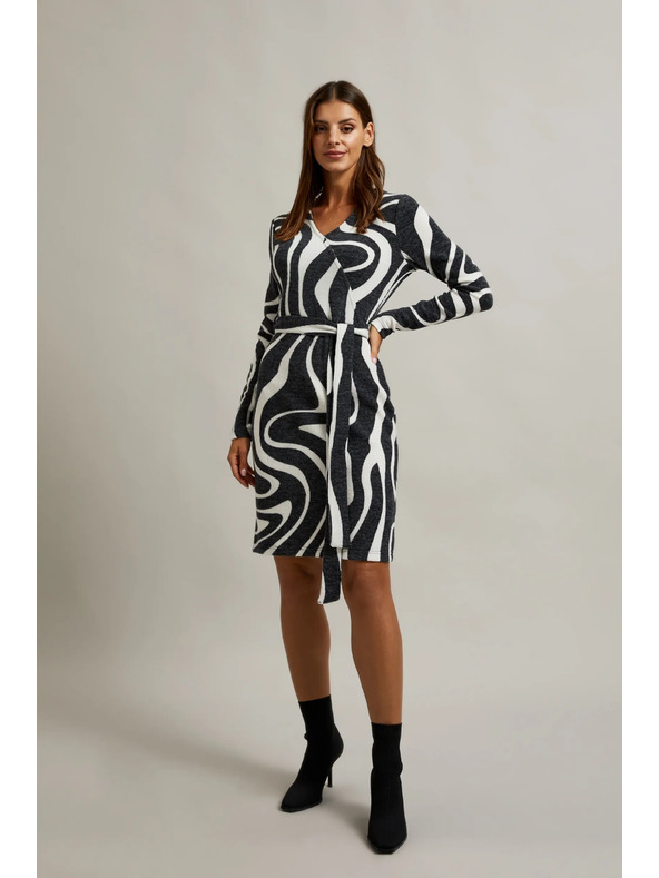 Moodo Črno-bele zavezane obleke