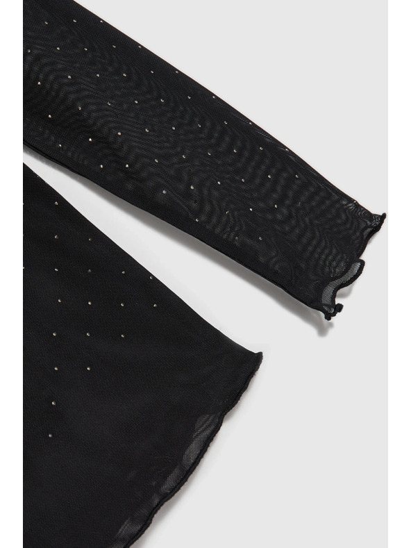 Moodo Črn dolg rokav z ovratnikom