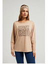 Moodo Svetlo rjav ženski top z dolgimi rokavi