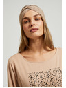 Moodo Svetlo rjav ženski top z dolgimi rokavi