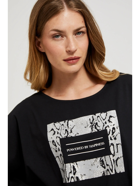 Moodo Črn ženski top z dolgimi rokavi