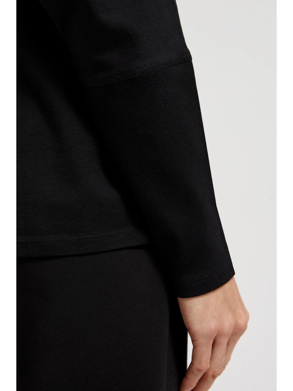 Moodo Črn ženski top z dolgimi rokavi