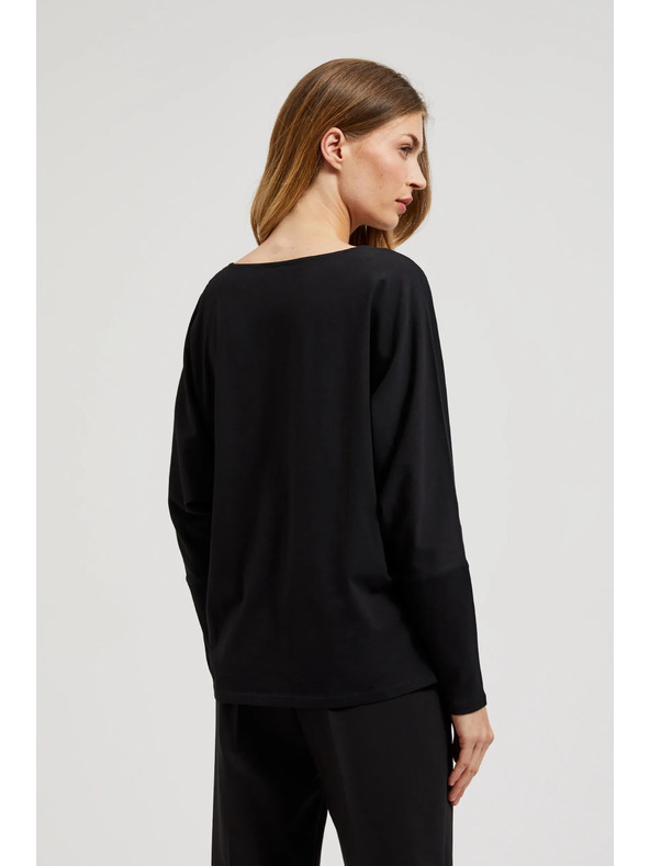 Moodo Črn ženski top z dolgimi rokavi