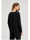 Moodo Črn ženski top z dolgimi rokavi