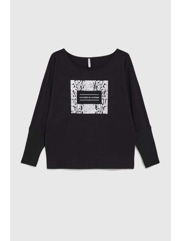Moodo Črn ženski top z dolgimi rokavi
