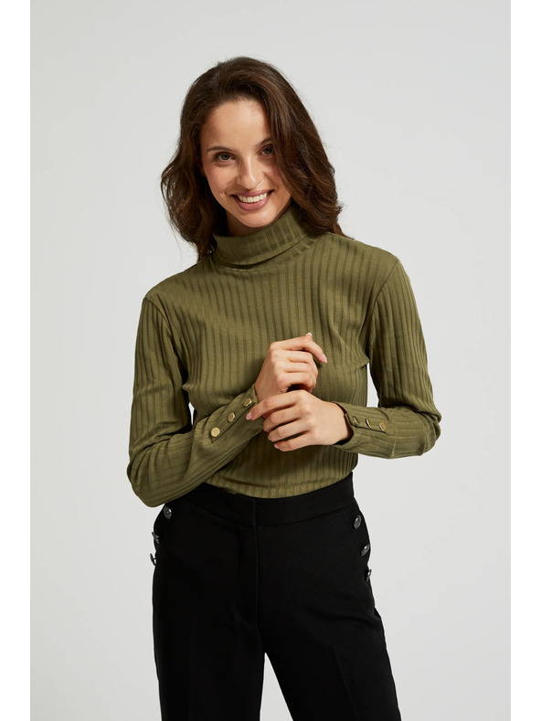 Moodo Svetlo olivno zelen ženski top z dolgimi rokavi