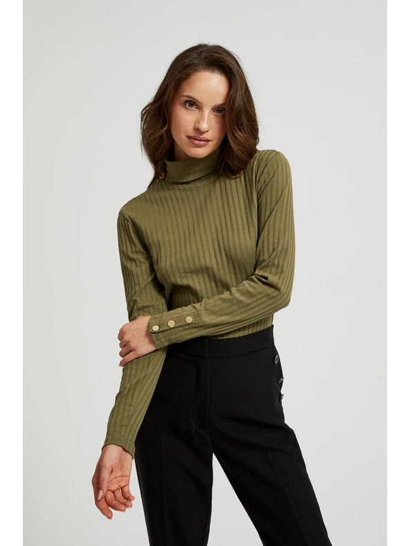 Moodo Svetlo olivno zelen ženski top z dolgimi rokavi