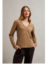 Moodo Bež ženski top z dolgimi rokavi