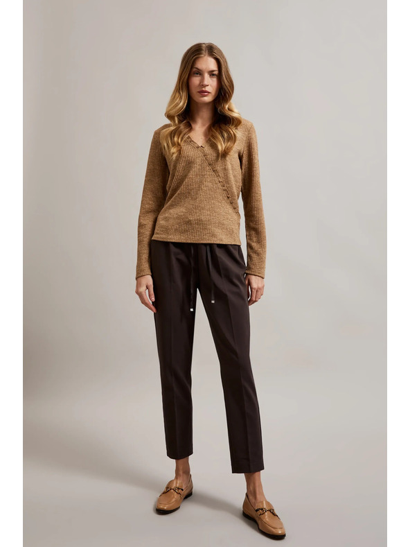 Moodo Bež ženski top z dolgimi rokavi