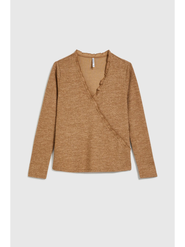 Moodo Bež ženski top z dolgimi rokavi