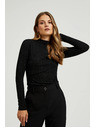 Moodo Črn ženski top z dolgimi rokavi