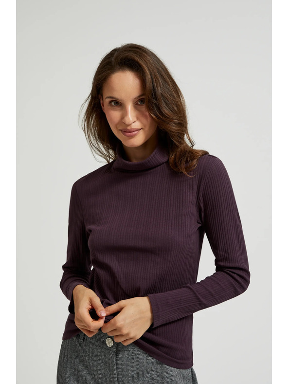 Moodo Temno vijoličast ženski top z dolgimi rokavi