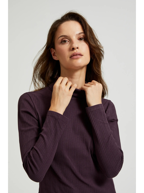 Moodo Temno vijoličast ženski top z dolgimi rokavi