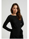 Moodo Črn ženski top z dolgimi rokavi
