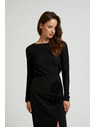 Moodo Črn ženski top z dolgimi rokavi
