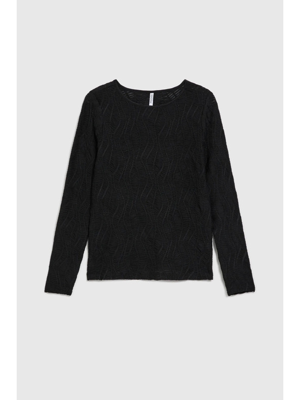 Moodo Črn ženski top z dolgimi rokavi