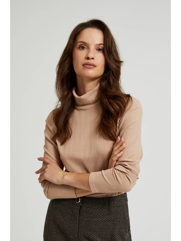 Moodo Rjav ženski top z dolgimi rokavi