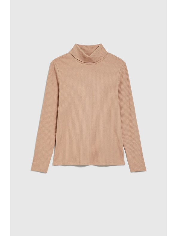 Moodo Rjav ženski top z dolgimi rokavi