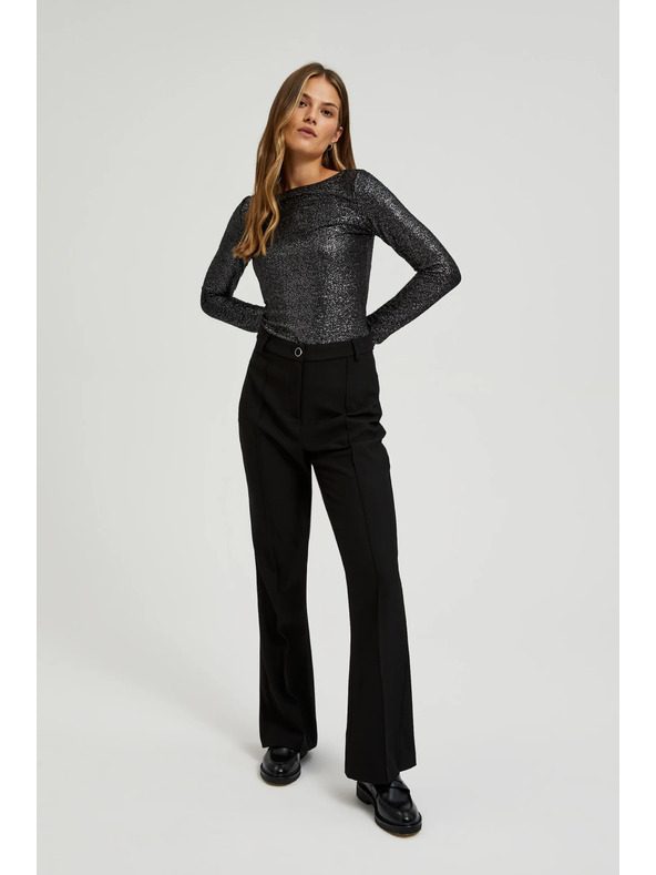 Moodo Črn bleščeč top z dolgimi rokavi
