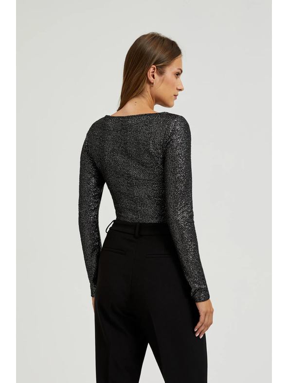 Moodo Črn bleščeč top z dolgimi rokavi