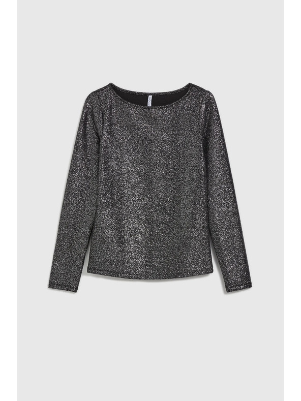 Moodo Črn bleščeč top z dolgimi rokavi