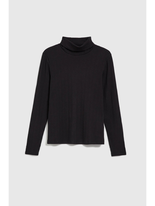 Moodo Črn ženski top z dolgimi rokavi