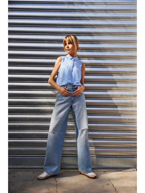 Moodo Modre ženske raztrgane kavbojke Moodo