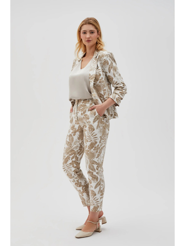 Moodo Bele ženske cvetlične hlače Moodo