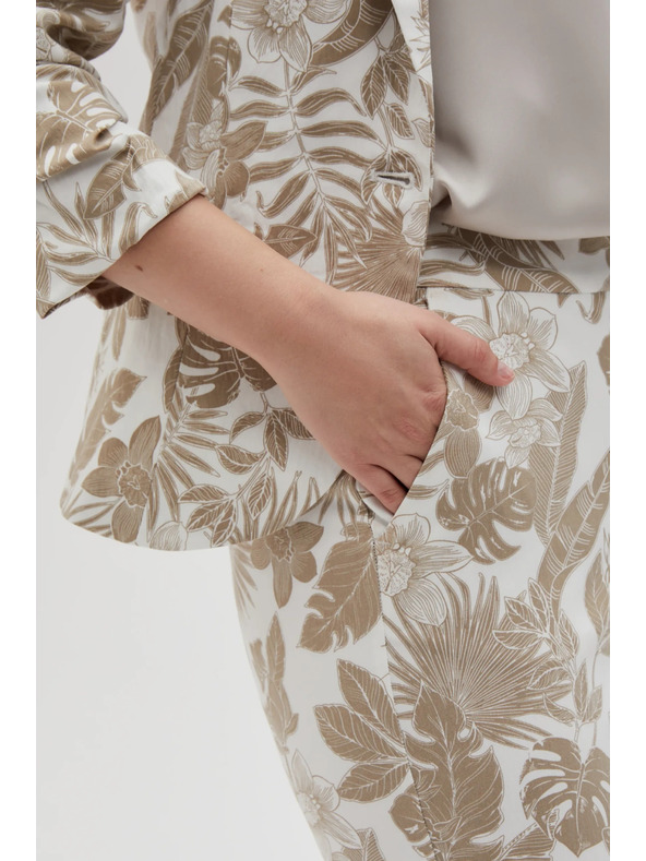 Moodo Bele ženske cvetlične hlače Moodo