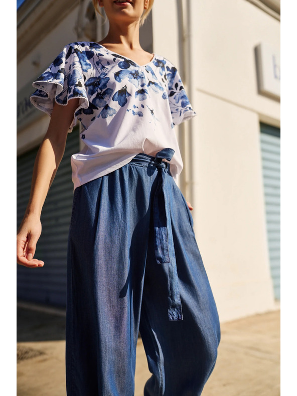 Moodo Modre ženske ohlapne hlače Moodo