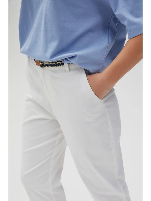 Moodo Bele ženske hlače z pasom Moodo