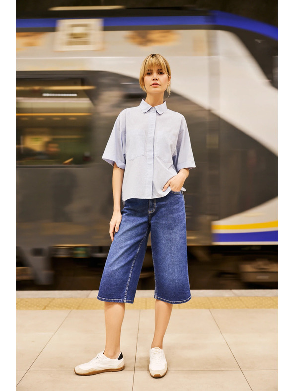 Moodo Modre ženske jeans kratke hlače Moodo