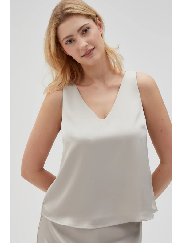 Moodo Bež ženska brezrokavna bluza Moodo