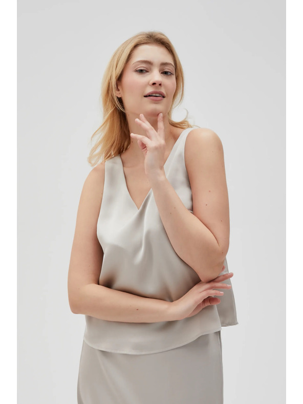 Moodo Bež ženska brezrokavna bluza Moodo