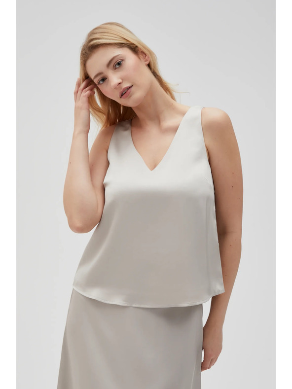 Moodo Bež ženska brezrokavna bluza Moodo