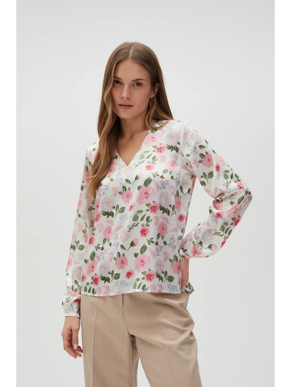 Moodo Bela ženska cvetlična bluza Moodo