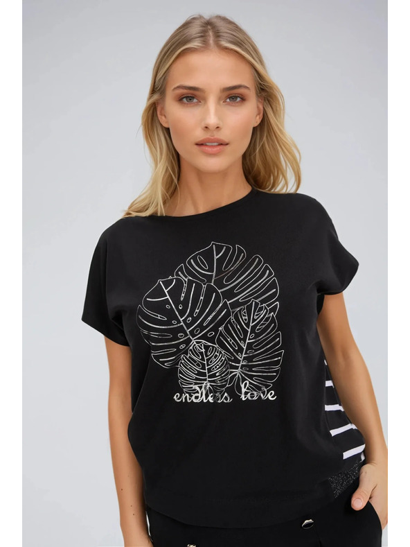 Moodo Črna ženska dolga srajca Moodo