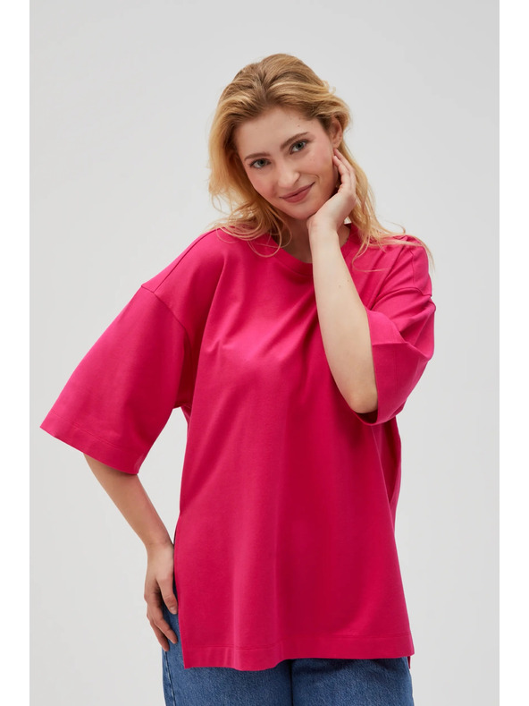 Moodo Fuksijsko roza ženska jopica z razporki Moodo