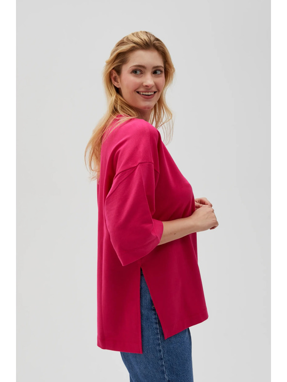 Moodo Fuksijsko roza ženska jopica z razporki Moodo
