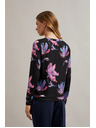 Moodo Vijolično-črn cvetlični pulover