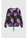 Moodo Vijolično-črn cvetlični pulover