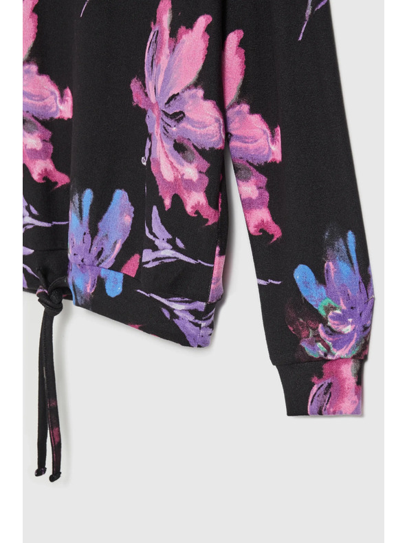 Moodo Vijolično-črn cvetlični pulover