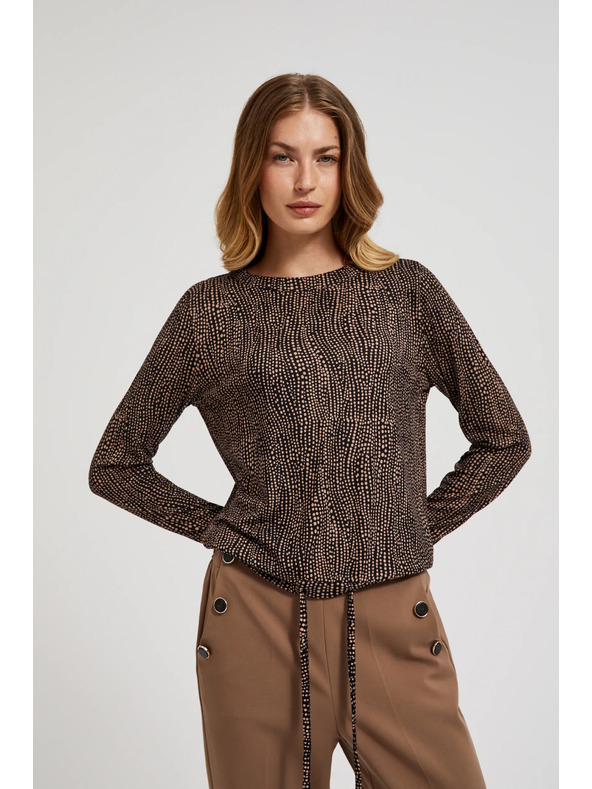 Moodo Rjav meliran ženski pulover