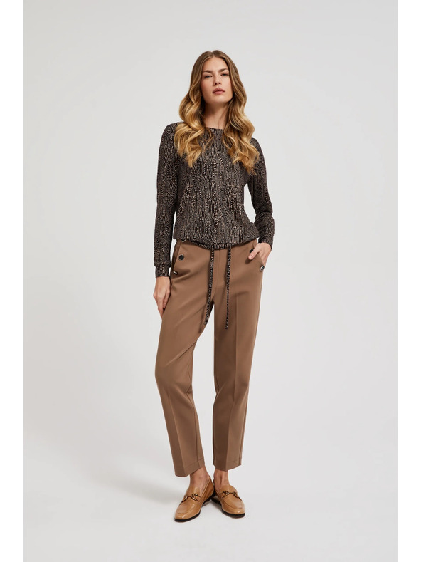 Moodo Rjav meliran ženski pulover