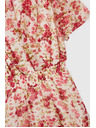 Moodo Belo-rdeče cvetlične ženske obleke Moodo
