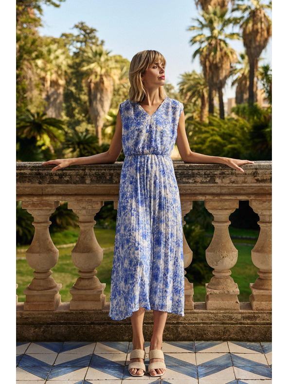 Moodo Vzorčaste modre ženske obleke Moodo