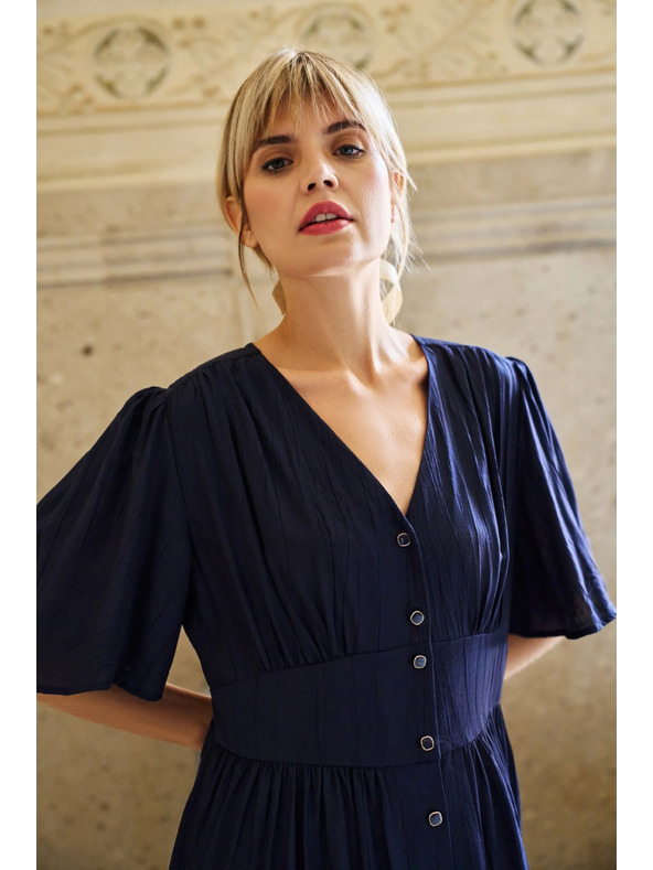 Moodo Temno modra ženska obleka Moodo